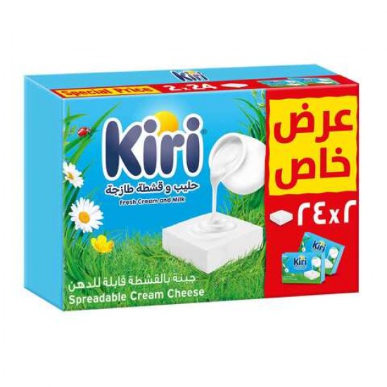 Kiri Spreadable Cream Cheese Squares 24 portions x 2 packs 48 portions 800g