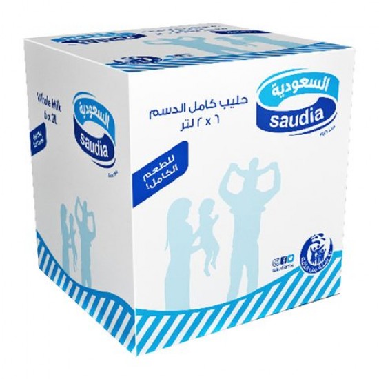 Saudia Long Life Full Fat Milk 2l × 6 Pieces