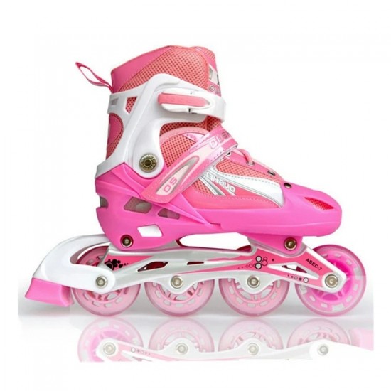Children's Skates Roller, Adjustable Inline Skates with Flashing Light Up Wheel for 3 To 7 Years Boys Girls And Beginners Rollerblades (With Protective Gear) 