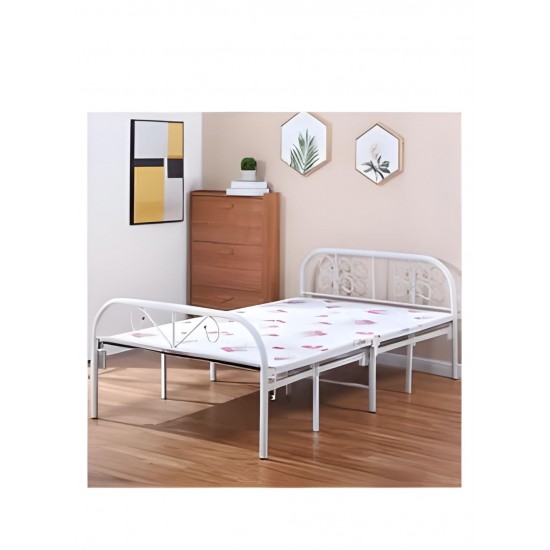 سرير ذكي قابل للطي: مقاس مفرد، اطار معدني قوي مع 15 ساق، وسرير علوي خشبي - مزيج مثالي من الراحة والراحة (سرير ذكي قابل للطي: حجم فردي،)