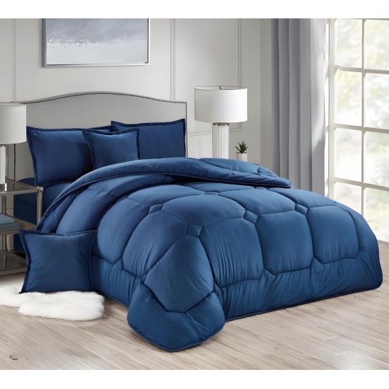  Revitalize Your Space Reversible Polyester Comforter Sets for Every Mood Single and Double Bed Sizes (Blue, 6-Pcs Double Bed Set)