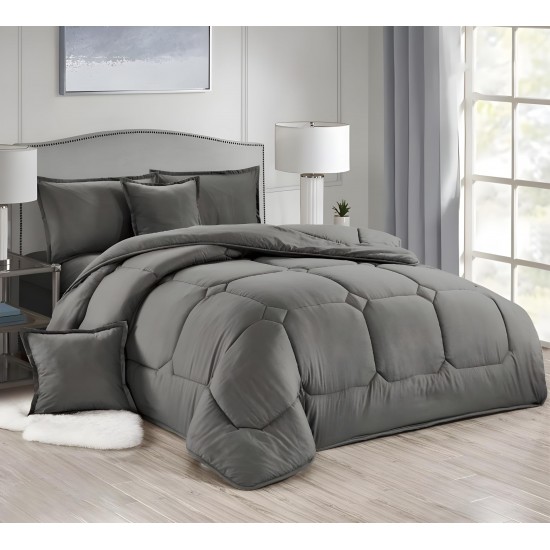  Revitalize Your Space Reversible Polyester Comforter Sets for Every Mood Single and Double Bed Sizes (Grey, 4-Pcs Single Bed Set)