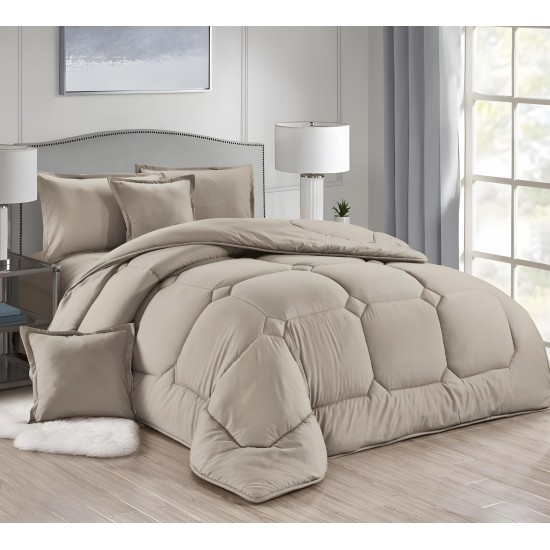  Revitalize Your Space Reversible Polyester Comforter Sets for Every Mood Single and Double Bed Sizes (Light Beige, 6-Pcs Double Bed Set)