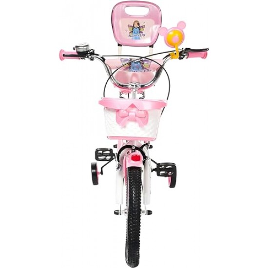 Freestyle Kids Bike for Girls with Dual Seats, Basket, and Training Wheels