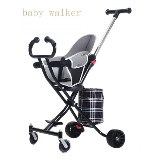 Discover Freedom: 4-Wheel Folding Stroller Lightweight, Foldable, Ideal for Ages 1-5 A Portable Haven for Your Little Explorer (Silver)