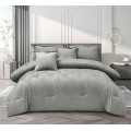 Indulge in Luxury: Available Engraved Puff Comforter Sets Double Bed for Ultimate Comfort Use In Two Sides (Silver, 6-Pcs Double Set)