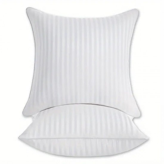 Soft Stripe Hotel Cushion - 45 x 45 cm, Stripe-1, White, Polyester وسادة فندقية مخططة ناعمة - 45 × 45 سم، شريط-1، أبيض، بوليستر