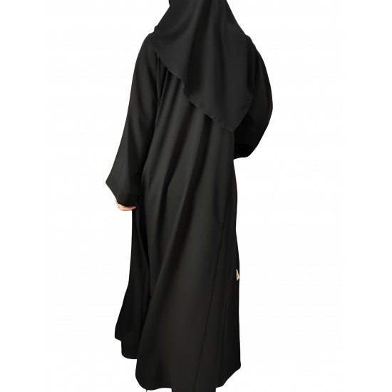 الأناقة الملكية: عباية كويتية من القماش الكوري ذات أكمام واسعة ملفوفة وحجاب أسود سادة ( 57