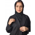 Contemporary Chic: Korean Crepe Abaya with Sleeves Design and Wrap Long Sleeve, Paired with Plain Black Veil (Size 57