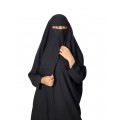 Graceful Ensemble: Abaya, Head and Shoulders Cover, and Waistcoat with Plain Black Veil (Size 59