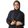 Contemporary Chic: Korean Crepe Abaya with Sleeves Design and Wrap Long Sleeve, Paired with Plain Black Veil (Size 53