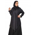 Effortless Elegance: Practical Washed Silk Abaya in Chinese Washed Silk with Wrap Long Sleeve, Accompanied by a Plain Black Veil ( Size 51