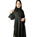 الأناقة الملكية: عباية كويتية من القماش الكوري ذات أكمام واسعة ملفوفة وحجاب أسود سادة ( 58