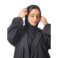 Contemporary Chic: Korean Crepe Abaya with Sleeves Design and Wrap Long Sleeve, Paired with Plain Black Veil (Size 52