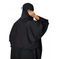 طقم رشيق: عباية وغطاء للرأس والأكتاف وصدرية مع حجاب أسود سادة (مقاس 57