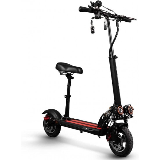 Scooter for Adult Foldable Speedy with LED Light and 50 Km Mileage 800Watts Full Foldable 48V 10Ah Improved (1000wh) 50Km Speed Include Anti-Theft Red