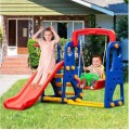 3-in-1 Junior Playset: Climber, Slide, Swing, Basketball Hoop - All in One