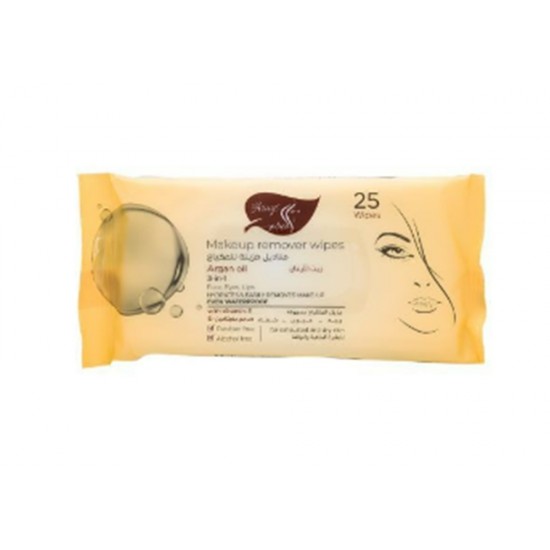 Al-Arayes Make-up remover wipes with argan oil, 25 wipes