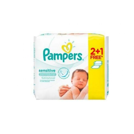 Pampers Sensitive Wet Wipes, 56 Pieces (2+1)