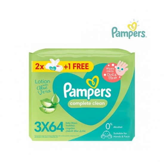 Pampers wet wipes, 64 pieces (2+1) with offer