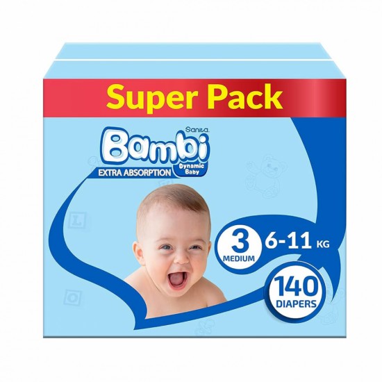 Bambi Diapers No. 3 Super Medium, 140 boxes