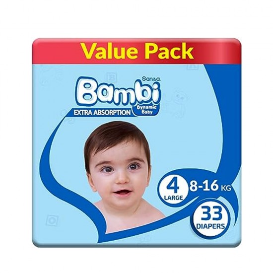 Bambi Diapers No. 4 Large, 33 pieces