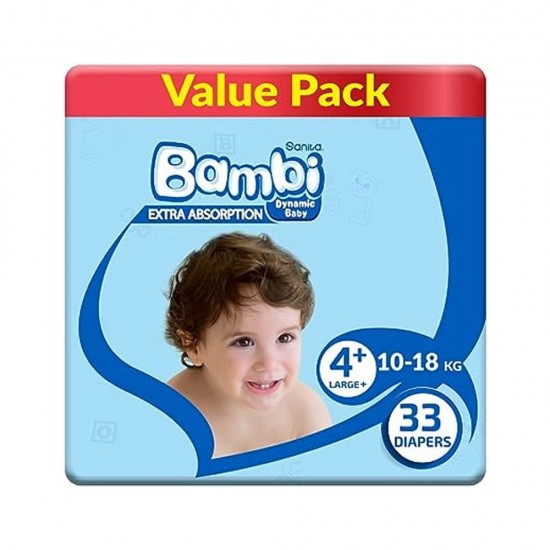 Bambi Diapers No. 4+ Large, 33 pieces