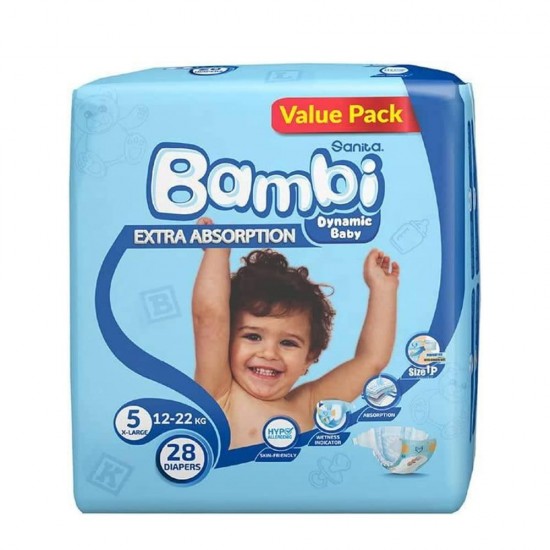 Bambi Diapers No. 5 Extra Large, 28 Pieces