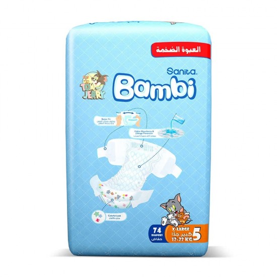 Bambi Diapers No. 5 Extra Large, 74 pieces