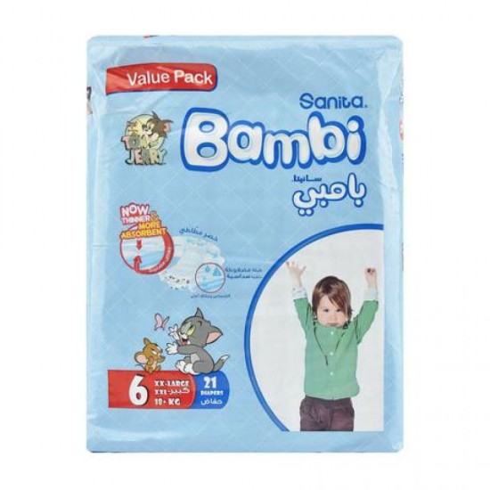 Bambi Diapers No. 6 Extra Large, 21 pieces