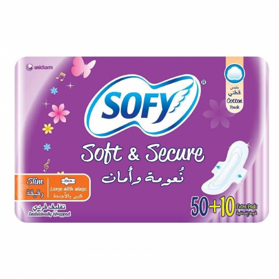 Sofy Women\'s Sanitary Napkins, Soft and Safe, Thin, 60 Pieces, 52512P