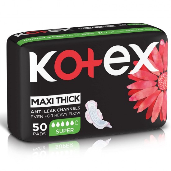 Kotex Maxi Super Women\'s Sanitary Napkins, Pack of 50 Pads 1076