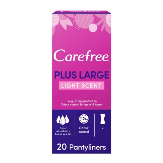 Carefree Plus Large Daily Napkins, Light Fragrance, Pack of 20 Pads