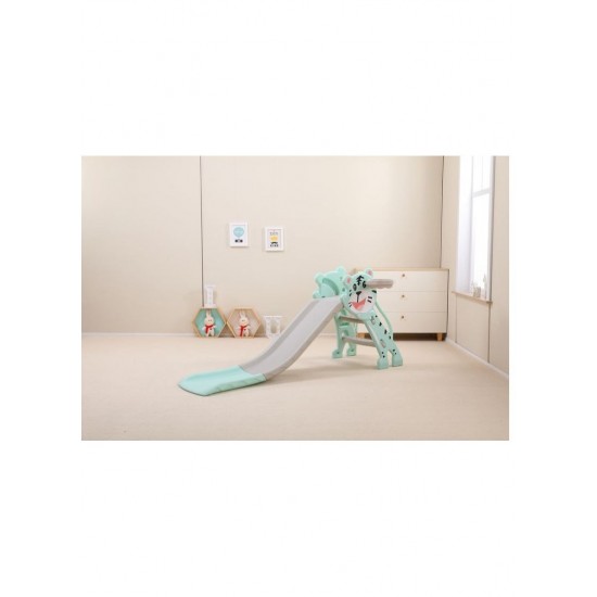 Foldable Tiger Slide With Basketball ,Turquoise