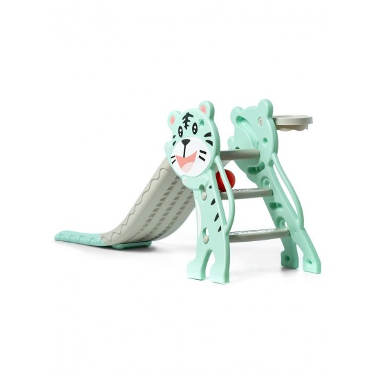 Foldable Tiger Slide With Basketball ,Turquoise