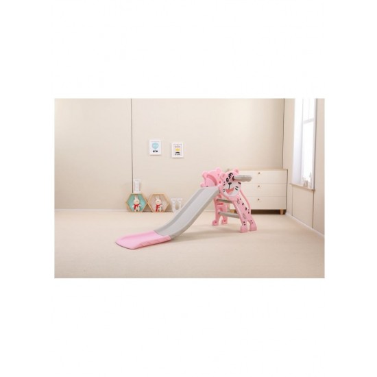 Foldable Tiger Slide With Basketball ,Pink