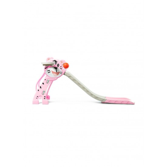 Foldable Tiger Slide With Basketball ,Pink