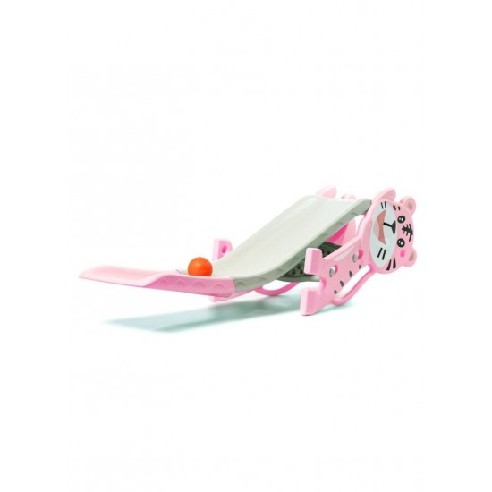 Foldable Tiger Slide With Basketball ,Pink