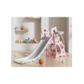 Foldable Turtle Slide with basket ball, 139*68*31 cm, pink