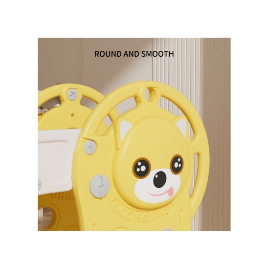 Foldable Dog Slide with Basketball ,Yellow