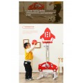 3*1 Multifunctional Rocket-Shape Basketball Set Combines Basketball Game, Football Game, and Ring Toss Game ,Red