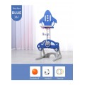 3*1 Multifunctional Rocket-Shape Basketball Set Combines Basketball Game, Football Game, and Ring Toss Game ,Blue