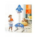 3*1 Multifunctional Rocket-Shape Basketball Set Combines Basketball Game, Football Game, and Ring Toss Game ,Blue