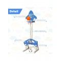 3*1 Multifunctional Rocket-Shape Basketball Set Combines Basketball Game, Football Game, and Ring Toss Game ,Blue