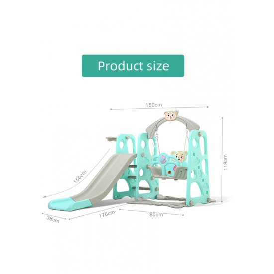 Little  Bear Slide with a Swing +Basketball  3*1,Turquoise