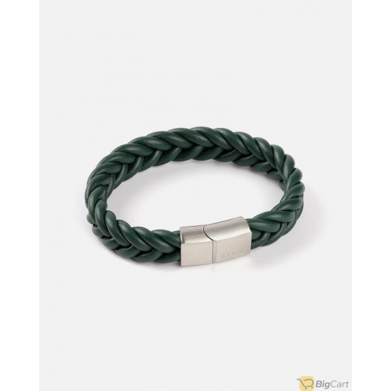 ZYROS Men\'s bracelet of leather/Green-286601934