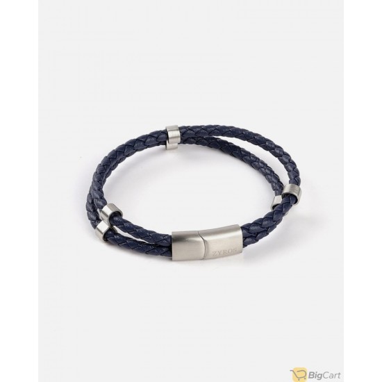 ZYROS Men's bracelet of leather/Blue-2111527383