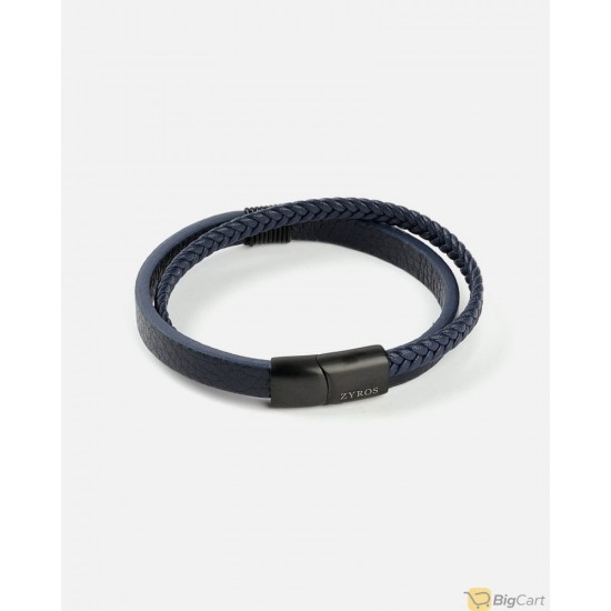 ZYROS Men's bracelet of leather/Blue-1802217170