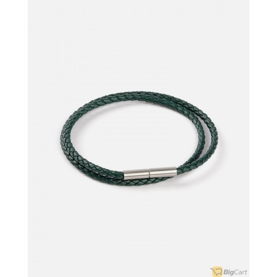 ZYROS Men's bracelet of Leather and Beads Bracelet/Green-1868175926