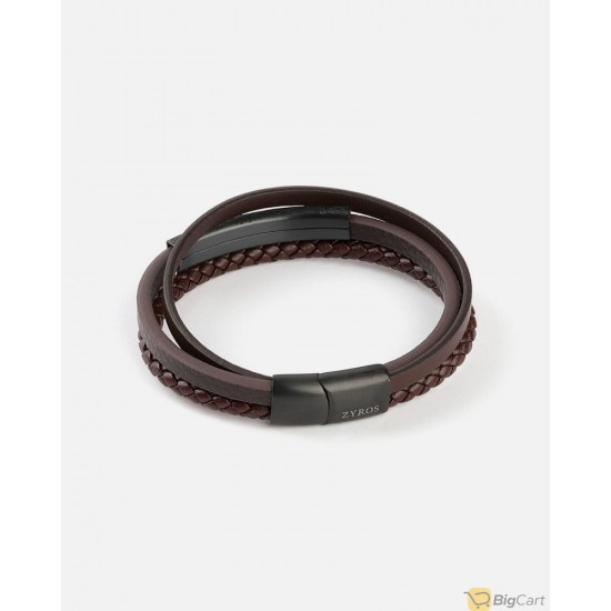 ZYROS Men's bracelet of Leather Bracelet/Brown-467530254